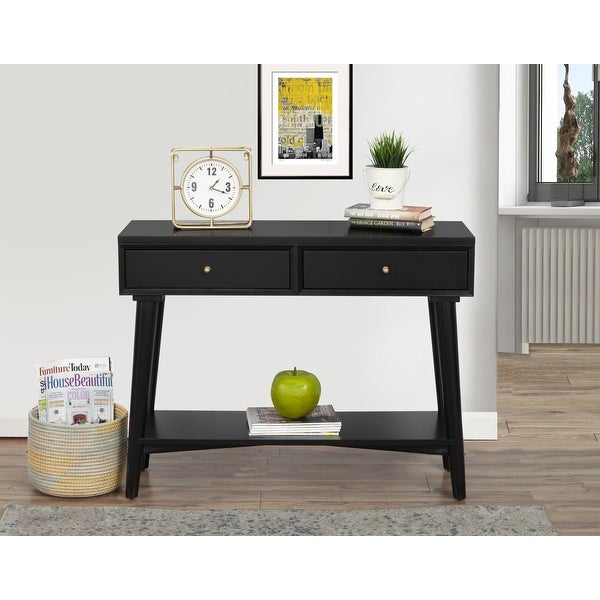 Alpine Furniture Flynn Mid Century Modern Console Table with 2 Drawers