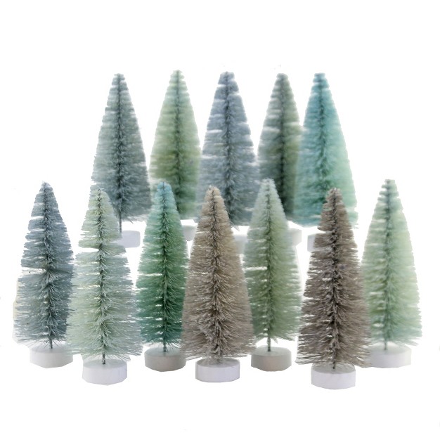 Cody Foster Christmas Rainbow Trees Winter Blue S 12 Twelve Bottle Brush Trees 5 25 Inches Bottle Brush Christmas Village Ms436lwb