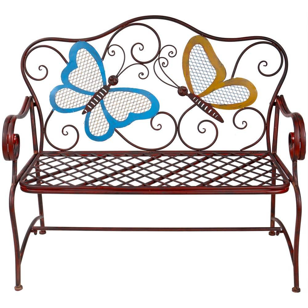 Alpine Corporation 45 in. x 23 in. Outdoor 2-Person Butterfly Garden Bench BVK546