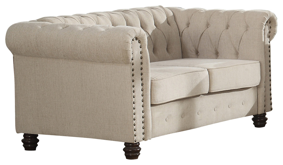 Kimber Linen Love Seat   Traditional   Loveseats   by US Furnishings Express  Houzz