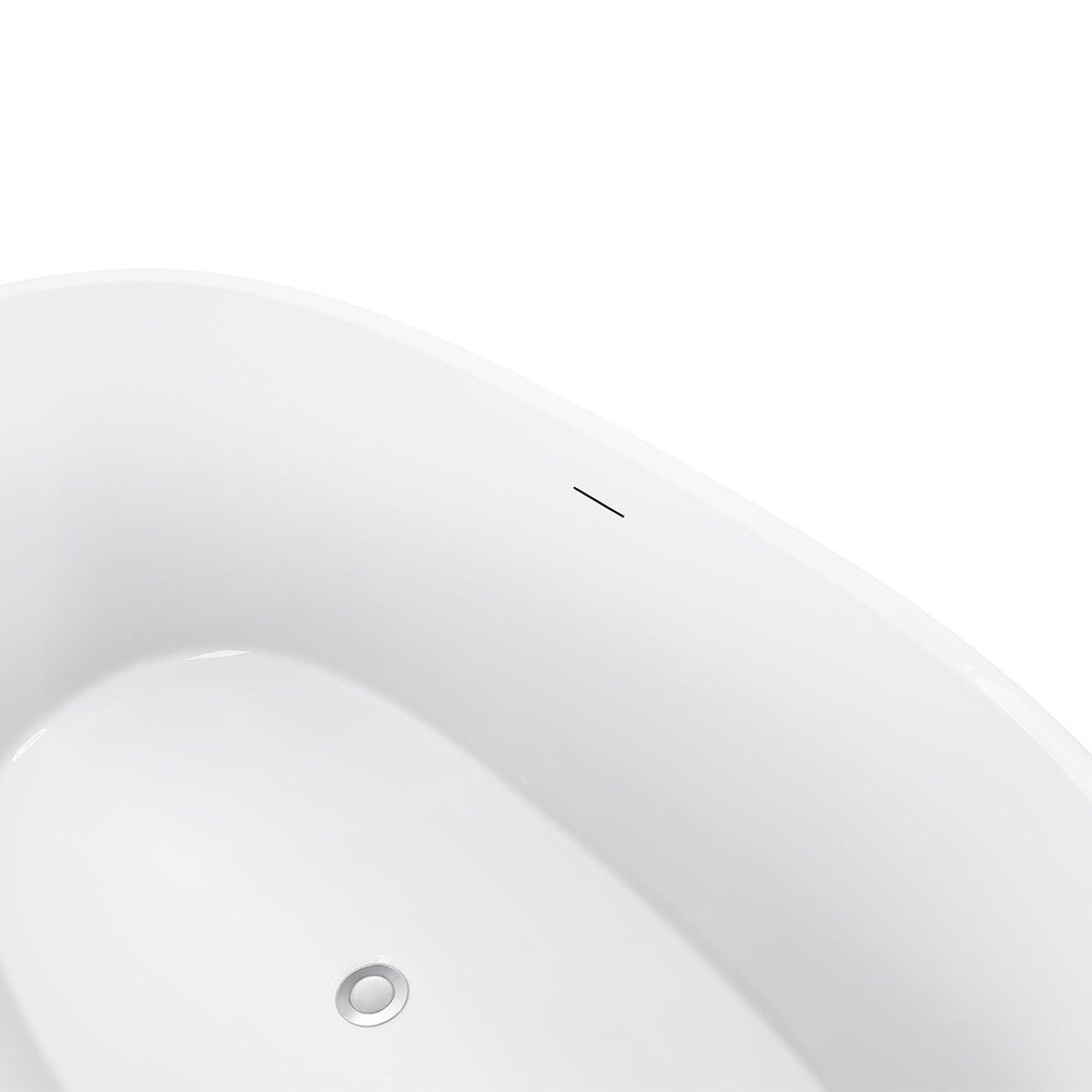 63 Inch Acrylic Freestanding Soaking Bathtub in White with Overflow and Drain