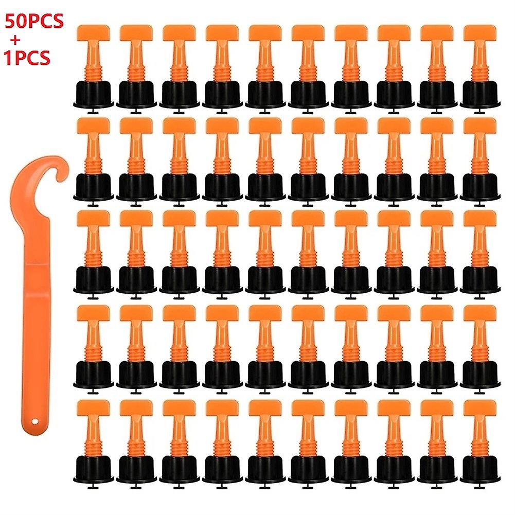 50pcs/set Level Wedges Tile Spacers For Flooring Wall Tile Leveling System Leveler Locator With Wrench Construction Tool Parts