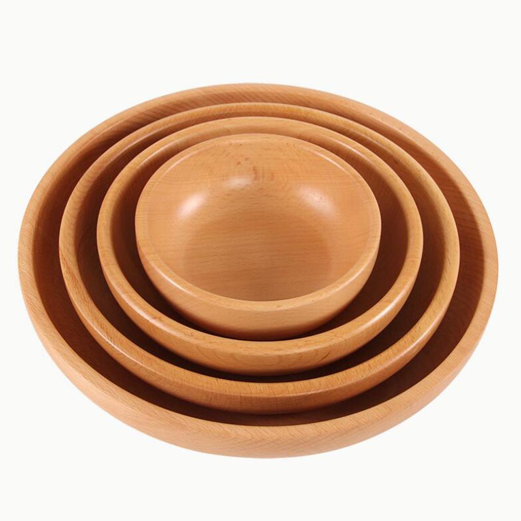 Wood Serving Bowls – Soup Salad Fruit Bowl， Handmade， 6 inch/8 inch/10 inch/12 inch - S