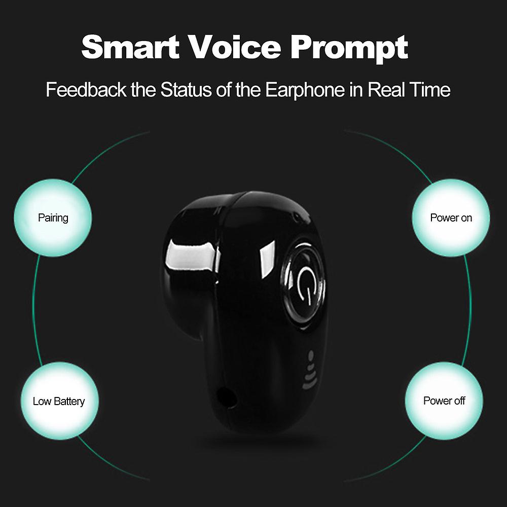 S650 Invisible 4g Earphone Bluetooth 4.1 Headphones In-ear Headset Stereo Music Earphone Smart Phone Earbuds Hands-free With Microphone Black White