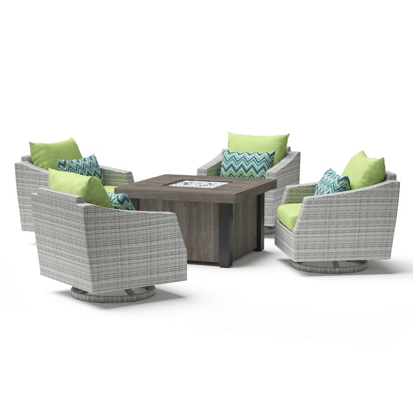 Cannes 5 Piece Sunbrella Outdoor Patio Motion Fire Chat Set