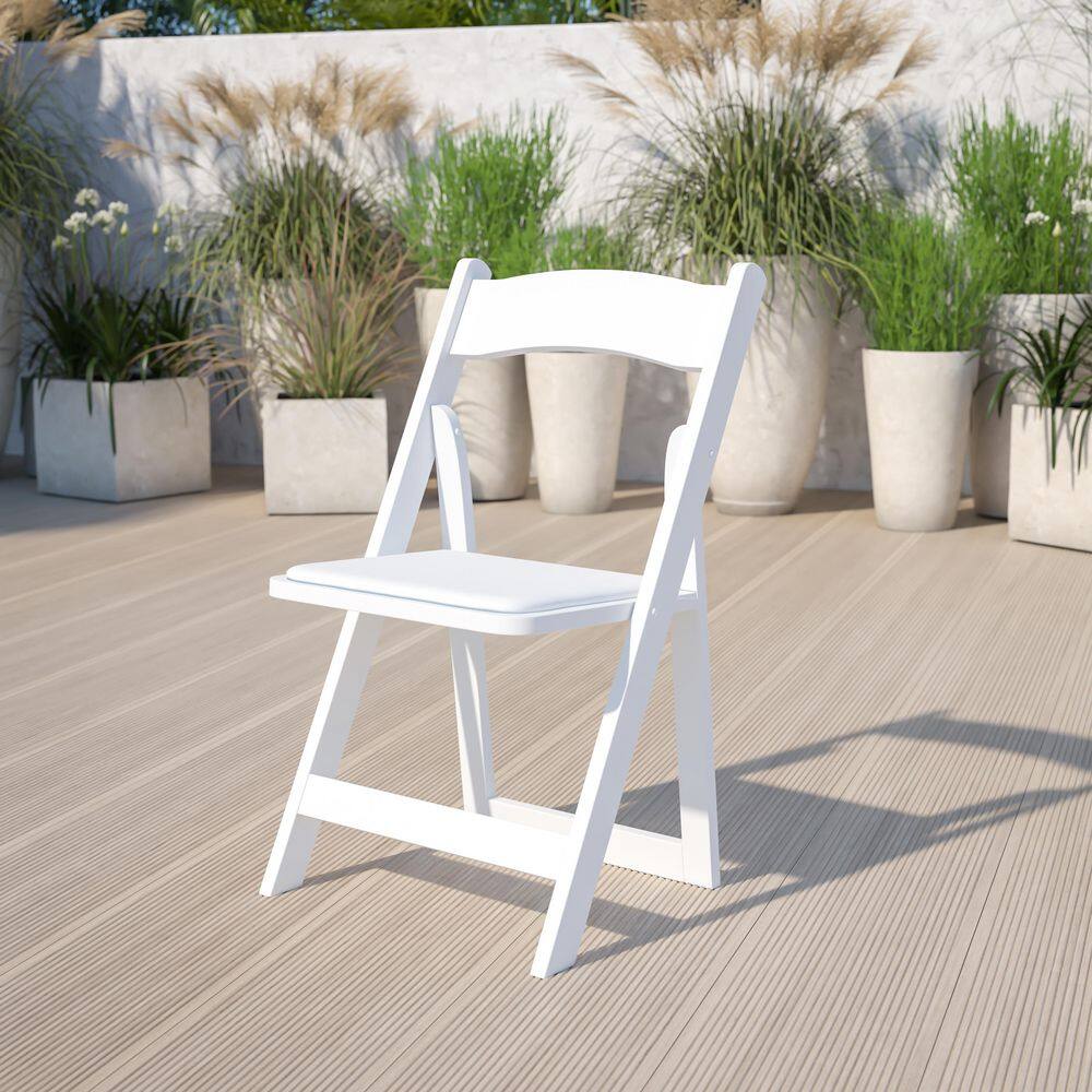 Flash Furniture Hercules Series White Wood Folding Chair with Vinyl Padded Seat XF2901WHITE