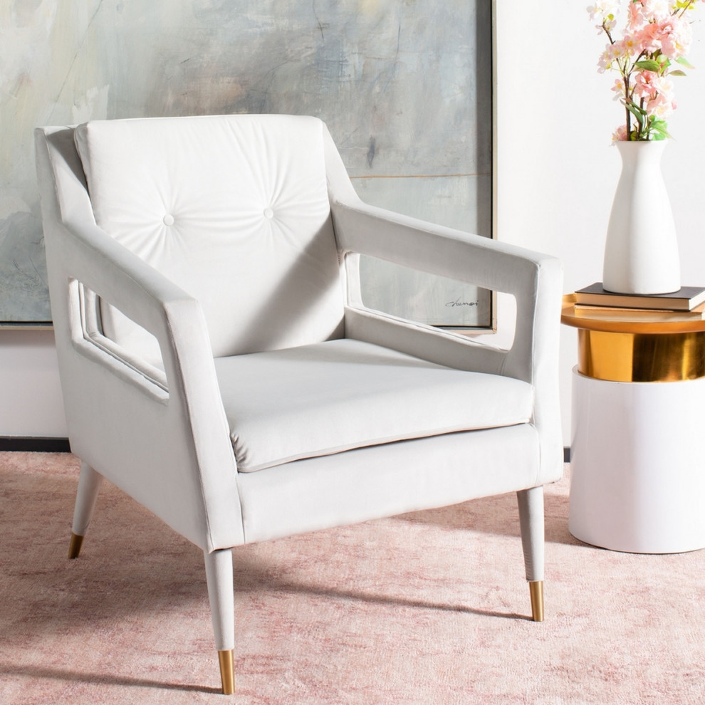 Sari Tufted Arm Chair Silver   Midcentury   Armchairs And Accent Chairs   by V.S.D Furniture  Houzz