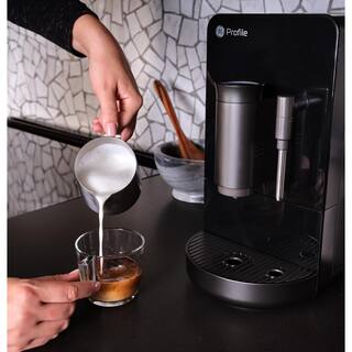 GE Profile 1- Cup Automatic Espresso Machine in Black with Built in Grinder Frother Frothing Pitcher and WiFi Connected P7CEBBS6RBB