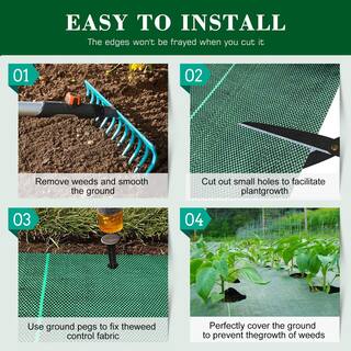 Agfabric 6 ft. x 50 ft. Garden Weed Barrier Fabric Weed Mat Landscape Fabric Green and Black GC270650GB