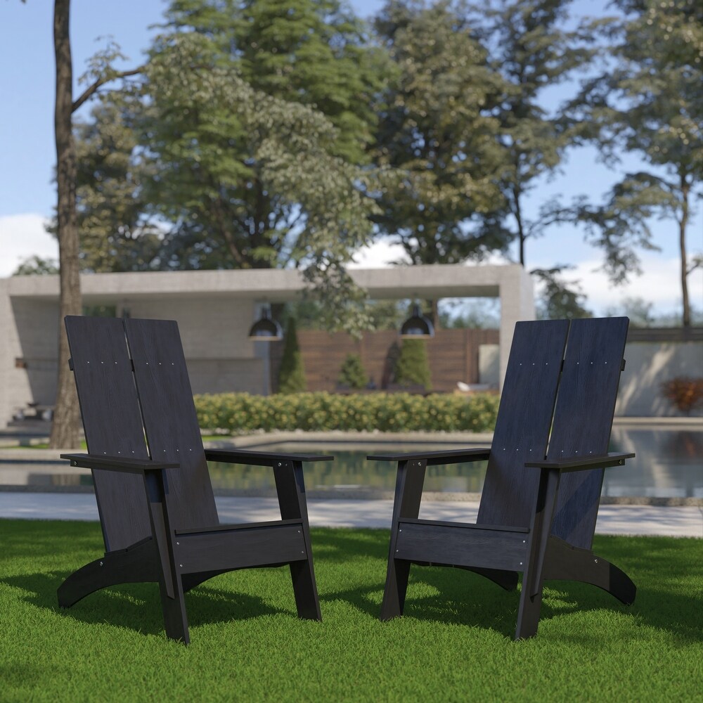 Modern Dual Slat Back Adirondack Style Chairs (Set of 2)