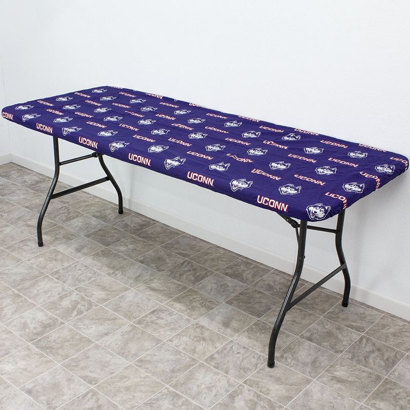 NCAA Uconn Huskies Tailgate Fitted Tablecloth， 72 x 30