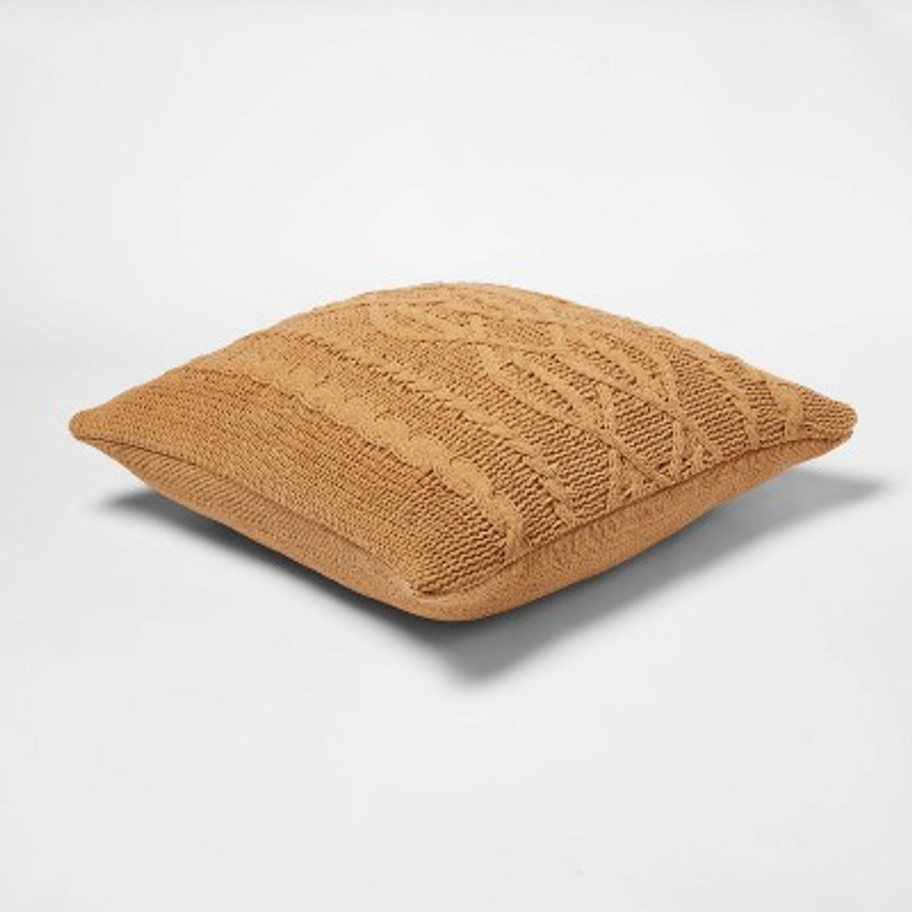 Oversized Cable Knit Chenille Square Throw Pillow Tan - Threshold™