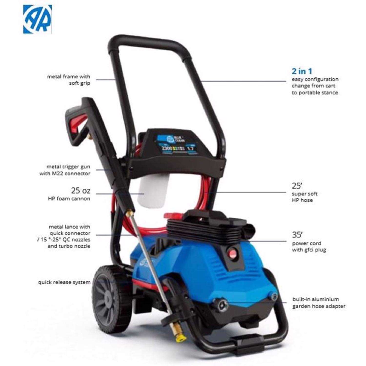 AR Blue Clean OEM Branded 2300 psi Electric 1.7 gpm Pressure Washer