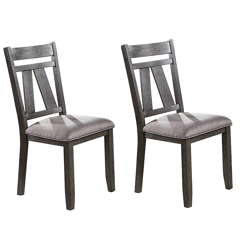 Lexi 24 Inch Dining Side Chair， Padded Seat， Set of 2， Gray， Dark Brown