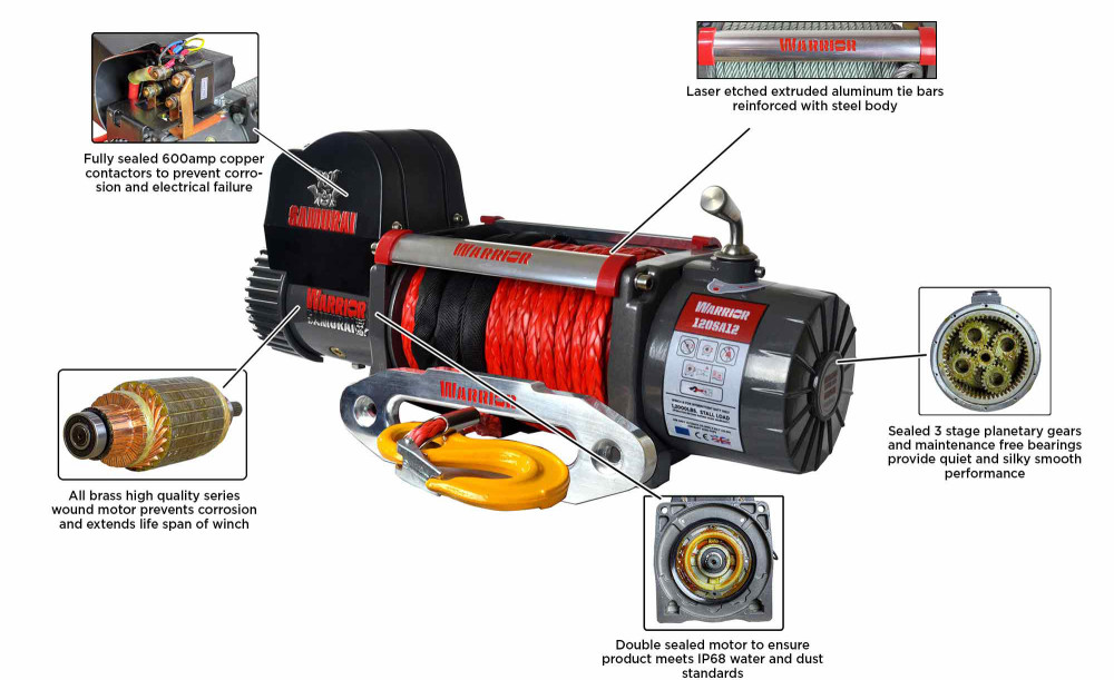 DK2 Samurai Winch Short Drum 9500lb with Synthetic Rope