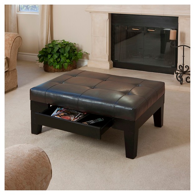 Chatham Bonded Leather Storage Ottoman Dark Espresso Christopher Knight Home