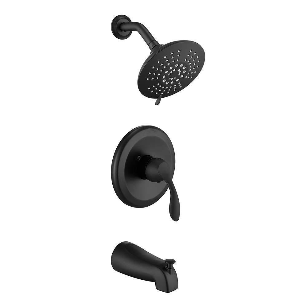 PROOX Single-Handle 5-Spray Tub and Shower Faucet in Matte Black (Valve Included) PR-A3518-MB