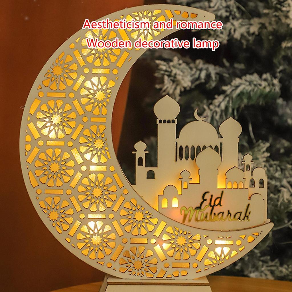 Wood Eid Mubarak Led Light Decorative Birthday Holiday Party Decoration