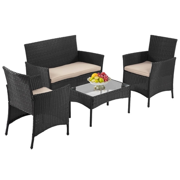 Pax Modern 4Piece Rattan Outdoor Conversation Seating Set by Furniture of America