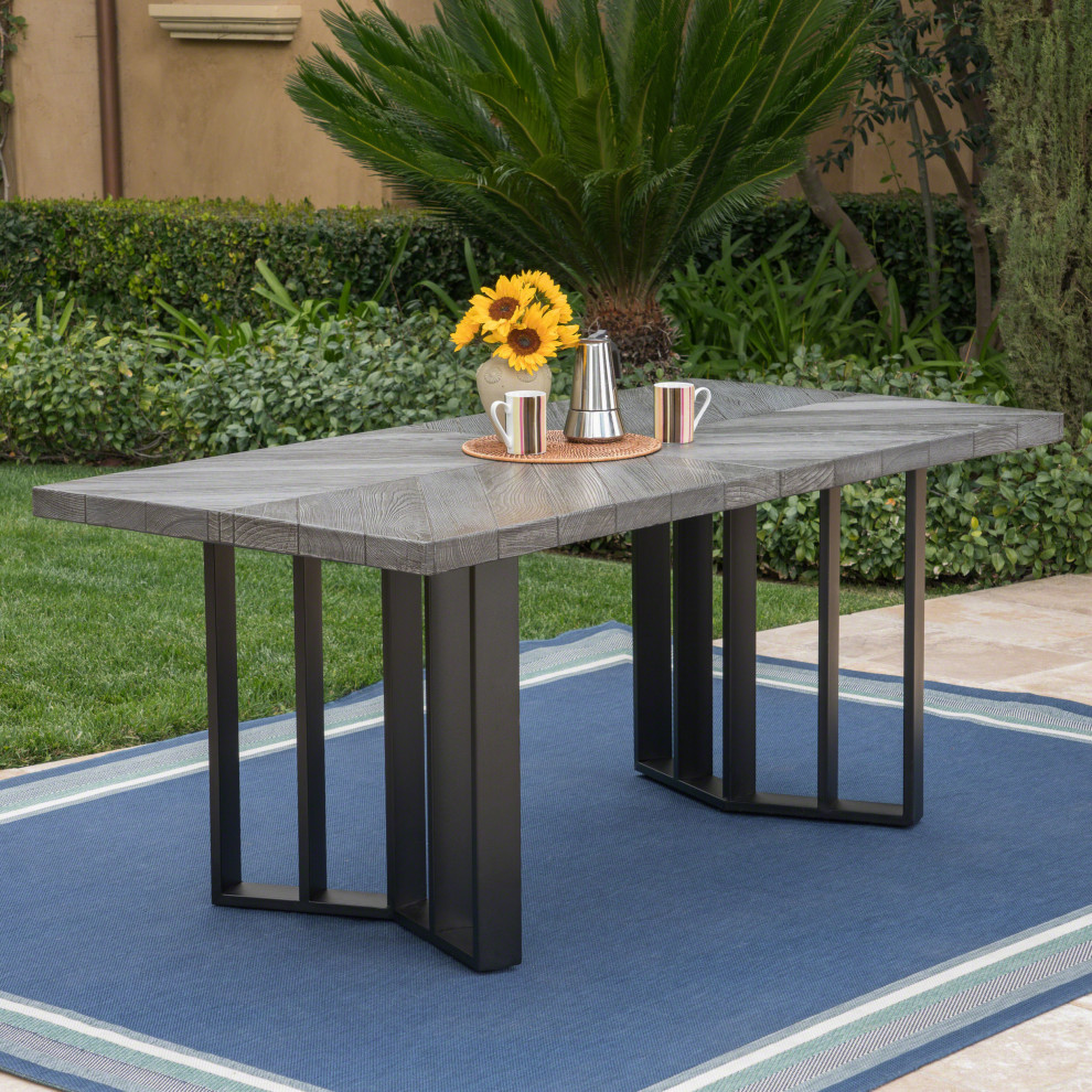 GDF Studio Santa Rosa Outdoor Finish Light Weight Concrete Dining Table   Industrial   Outdoor Dining Tables   by GDFStudio  Houzz