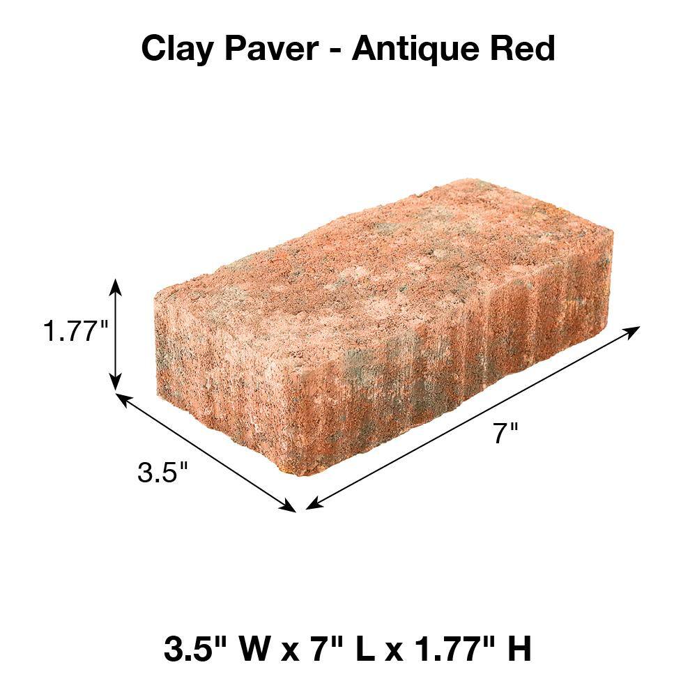 Pavestone Clayton 7 in. L x 3.5 in. W x 1.77 in. H Antique Red Concrete Paver (840-Pieces142.8 sq. ft.Pallet) 11019511