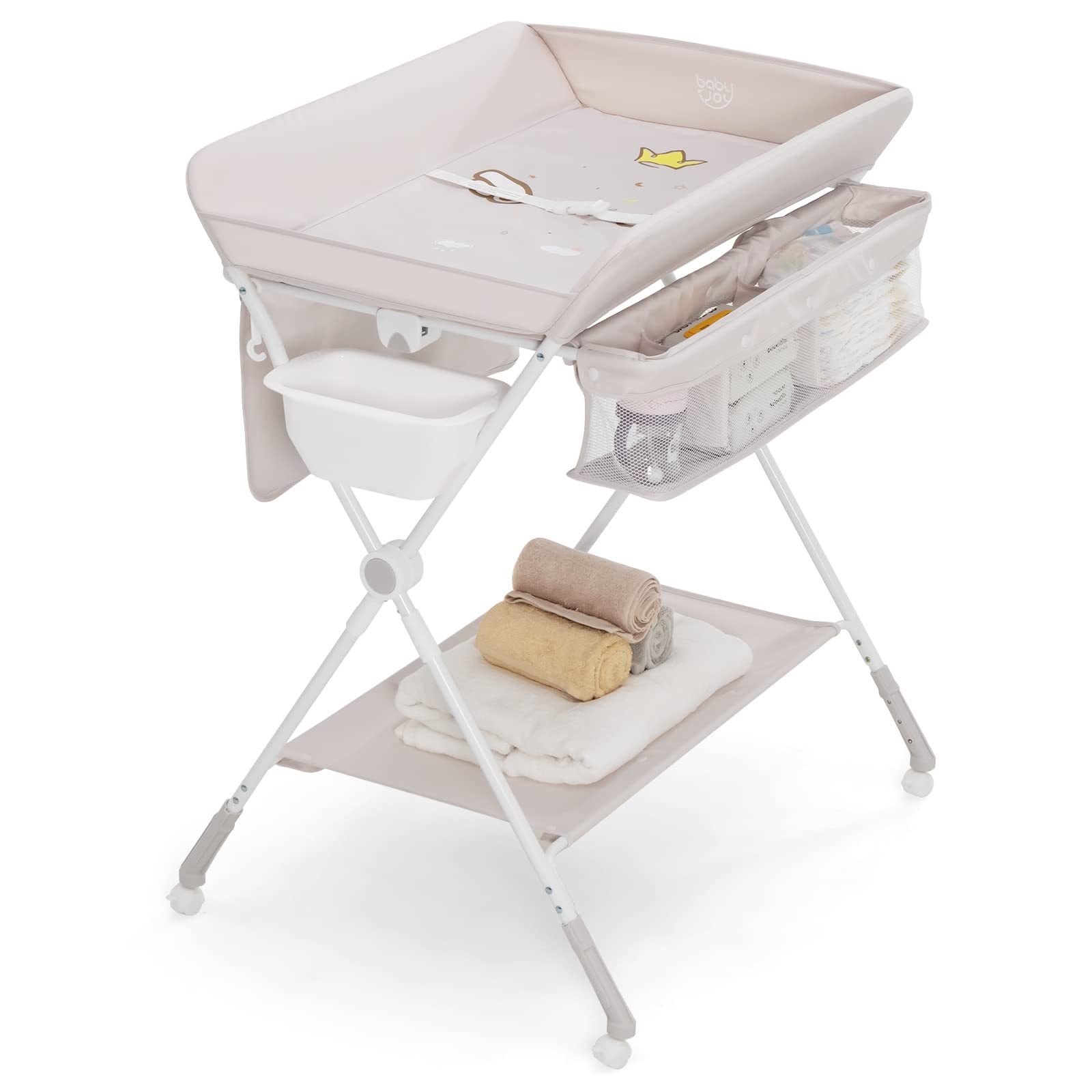 Costzon Baby Changing Table, Portable Folding Diaper Changing Station with Wheels