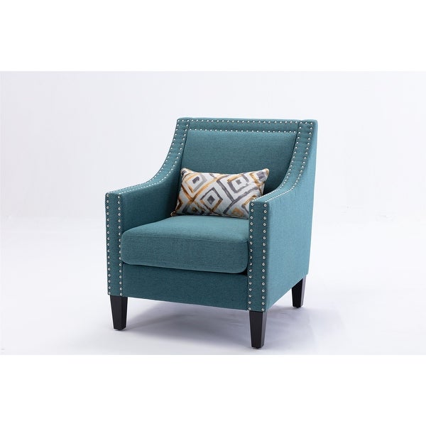 Accent Chair with Nailheads， Tight Back and Solid Wood Legs