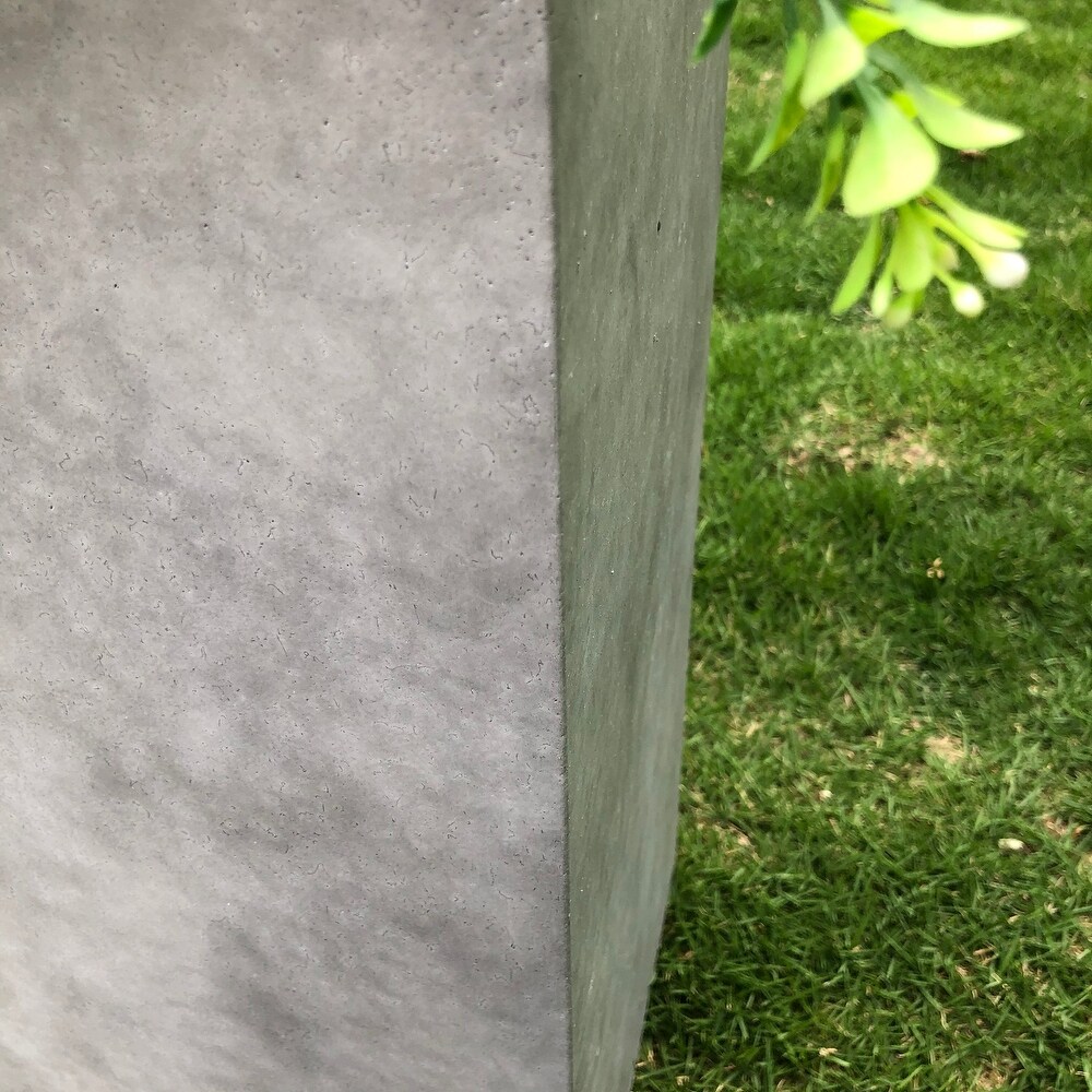 Kante Square Lightweight Concrete and Weather Resistant Fiberglass Indoor Outdoor Tall Planter with Drainage Hole
