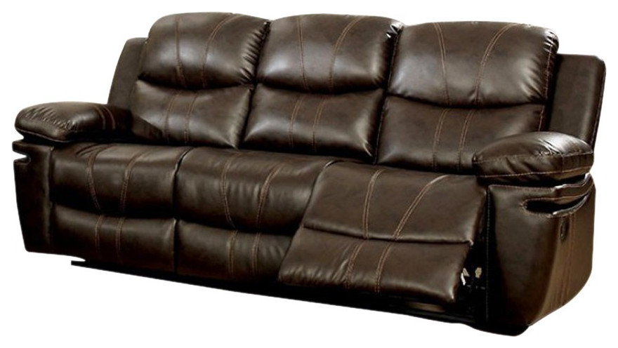 Benzara BM138009 Listowel Gorgeous Upholstery Sofa  Brown   Contemporary   Sofas   by Uber Bazaar  Houzz