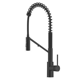 KRAUS Oletto 2-in-1 Commercial Style Pull-Down Single Handle Water Filter Kitchen Faucet in Matte Black KFF-2631MB