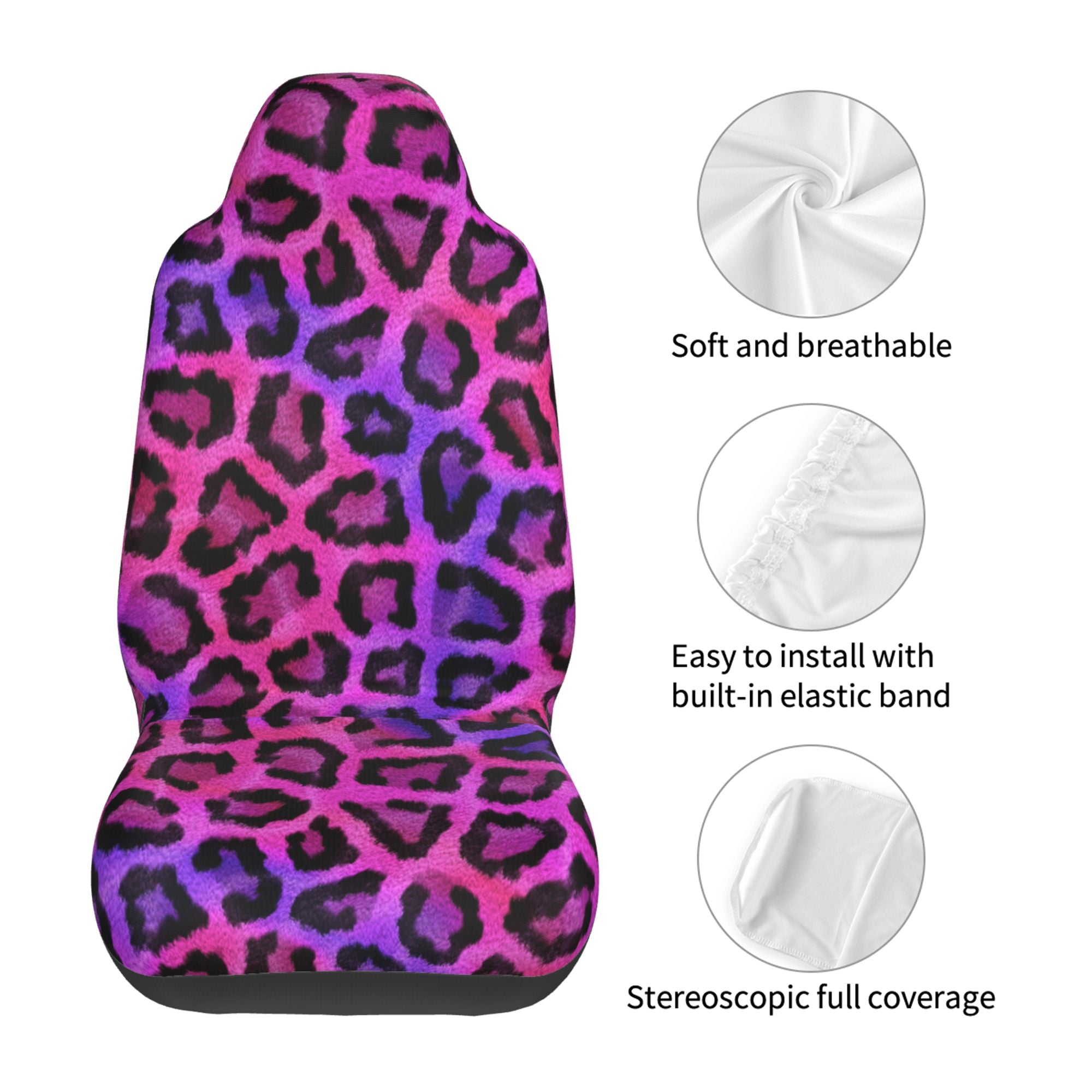 ZICANCN Car Seat Cover Purple Leopard Print Car Front Seat Covers Protectors ， Automotive Seat Covers for Cars Trucks Suv