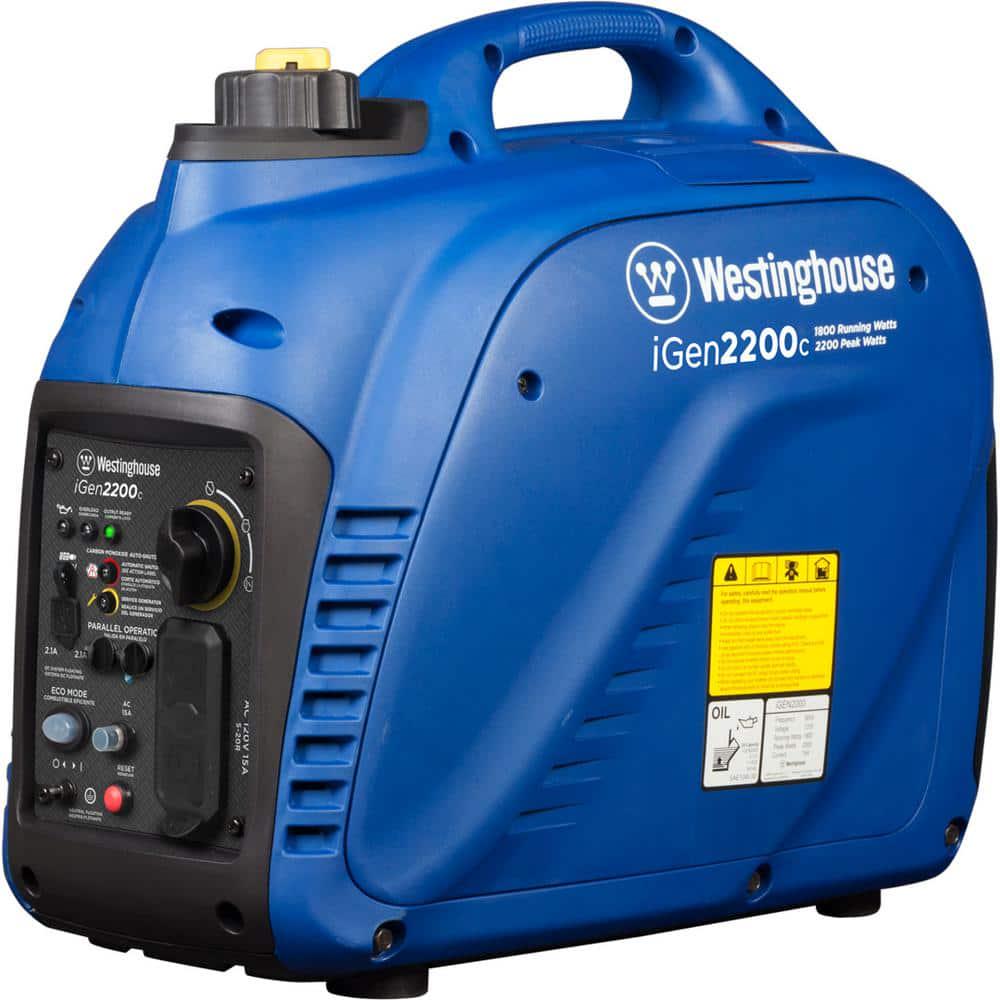 Westinghouse iGen2200c 2200Watt1800Watt Gas Powered Portable Inverter Generator with Recoil Start Economy Mode and CO Sensor