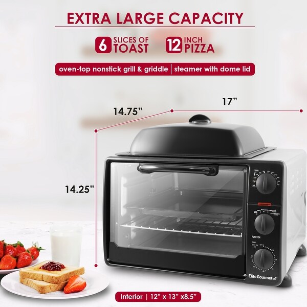 0.8Cu. Ft. Multi-function Toaster Oven with Rotisserie， Convection and Grill/Griddle Oven Top