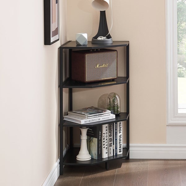 VECELO Polygonal Corner Side Table with 4-Tier Storage Shelves