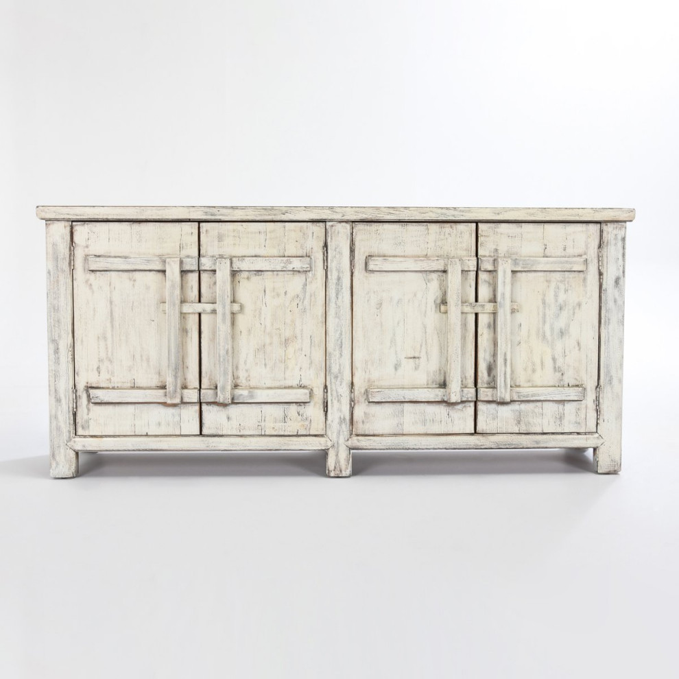 74 quotAntique White Sideboard Media Console   Farmhouse   Console Tables   by Terra Nova Designs  Inc.  Houzz