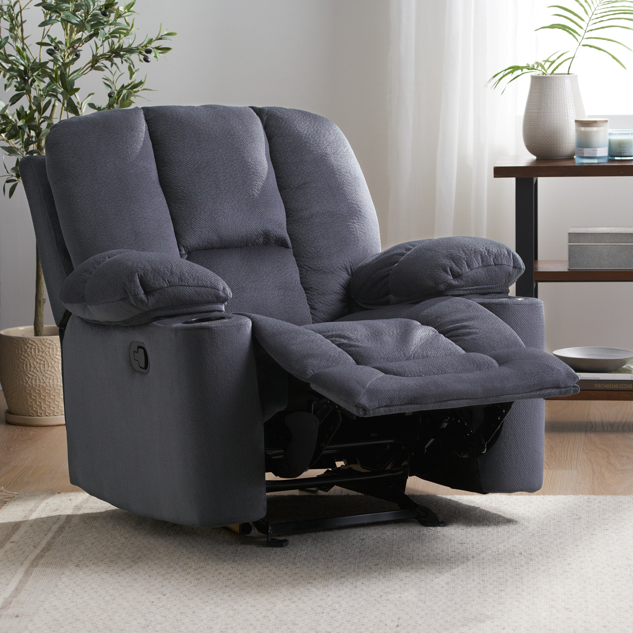 Raymond Fabric Glider Recliner Club Chair