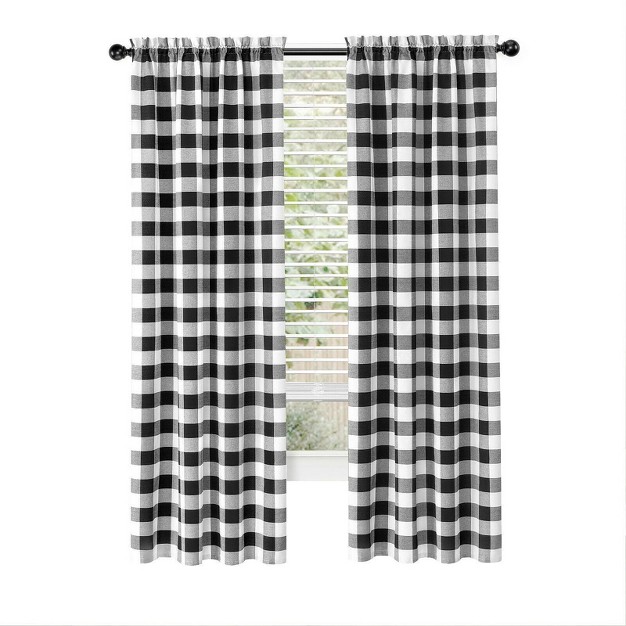 Kate Aurora Modern Country Farmhouse 3 Piece Buffalo Check Plaid Window Curtains amp Valance Set