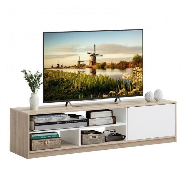 63 Inch TV Stand Media Entertainment Center Console with Pop-up Door - 63