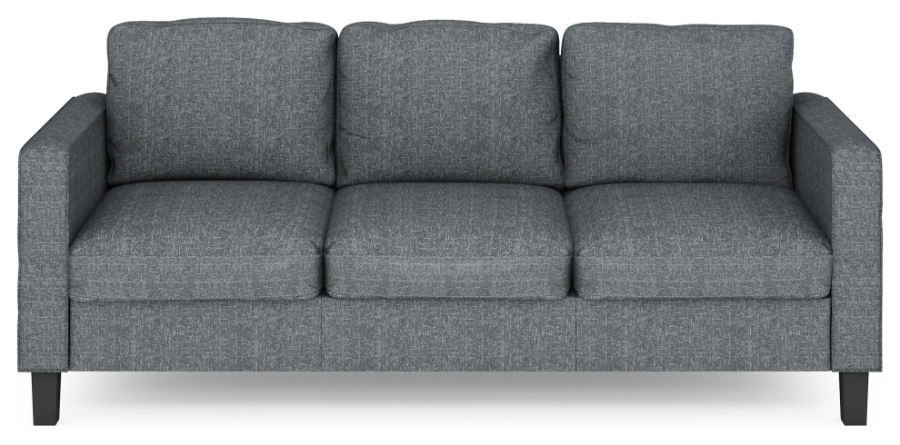 Furinno Bayonne Modern Upholstered 3 Seater Sofa  Gunmetal   Transitional   Sofas   by VirVentures  Houzz