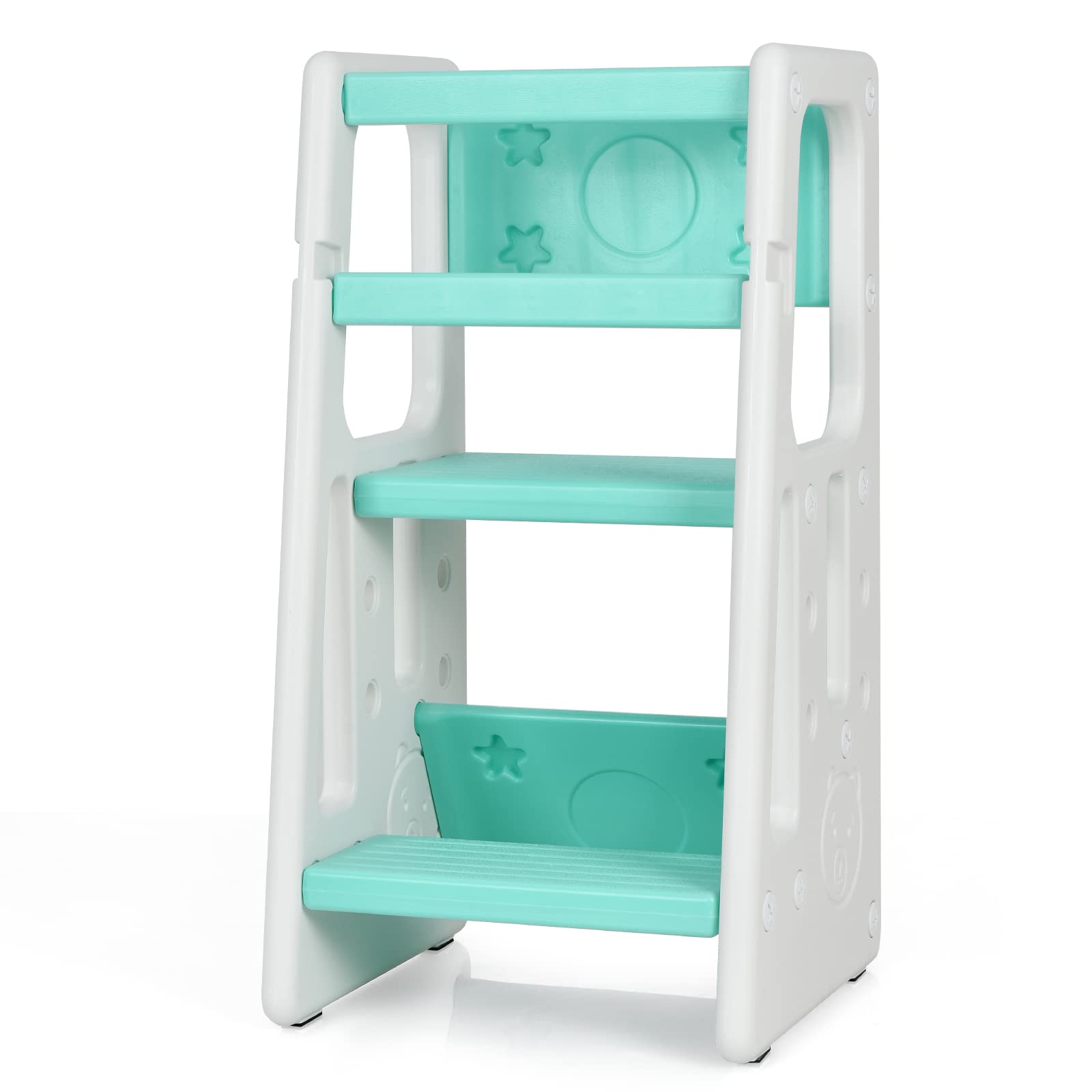 Costzon Kids Kitchen Step Stool with Double Safety Rails