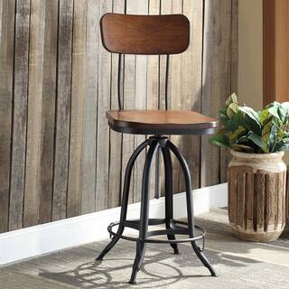 Carolina Cottage Mason 38.25 in. H Chestnut with Black Metal Frame with Backrest Adjustable Stool 1624WBCHETBK