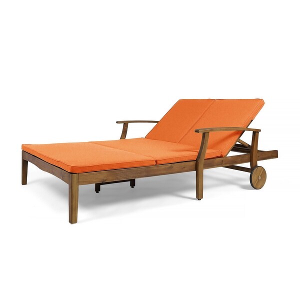 Perla Acacia Wood Double Chaise Lounge by Christopher Knight Home