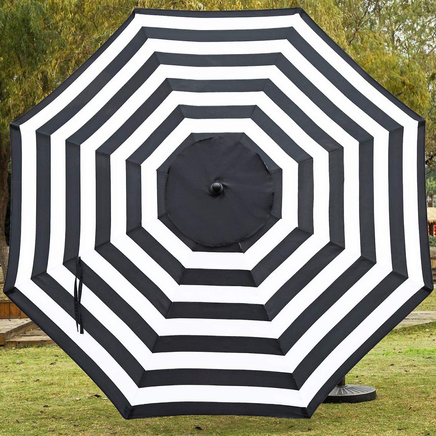 Sunnyglade 9' Patio Umbrella Outdoor Table Umbrella With 8 Sturdy Ribs (black And White)