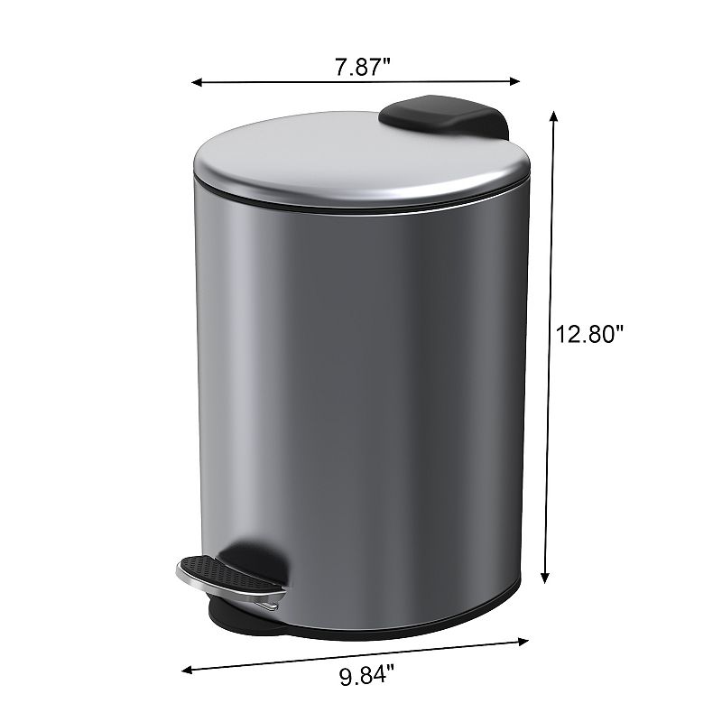 1.8 5Gal./7 Liter Semi Round Mirror Step-on Trash Can for Bathroom and Office