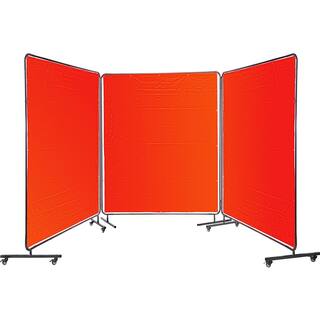 VEVOR Welding Screen 6 ft. x 6 ft. 3 Panel Welding Curtain Flame Retardant with Frame and Wheels adjustable Size Red GBRDSMHJL66YC0001V0