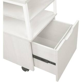 OSP Home Furnishings Contempo White Oak Mobile Cart with Campanula White Metal CNT15-WK