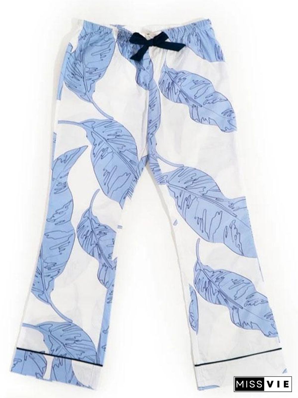 Banana Leaves Long Pant Pajama Set - Blue