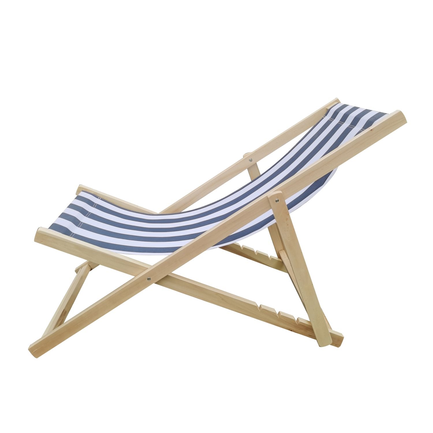 HISTOYE Beach Reclining Chair Outdoor Patio Sling Chair,Portable Garden Pool Beach Lounge Chair Reclining Chair,Lawn Seat for Garden, Swimming Pool and Beach,Blue White Stripes