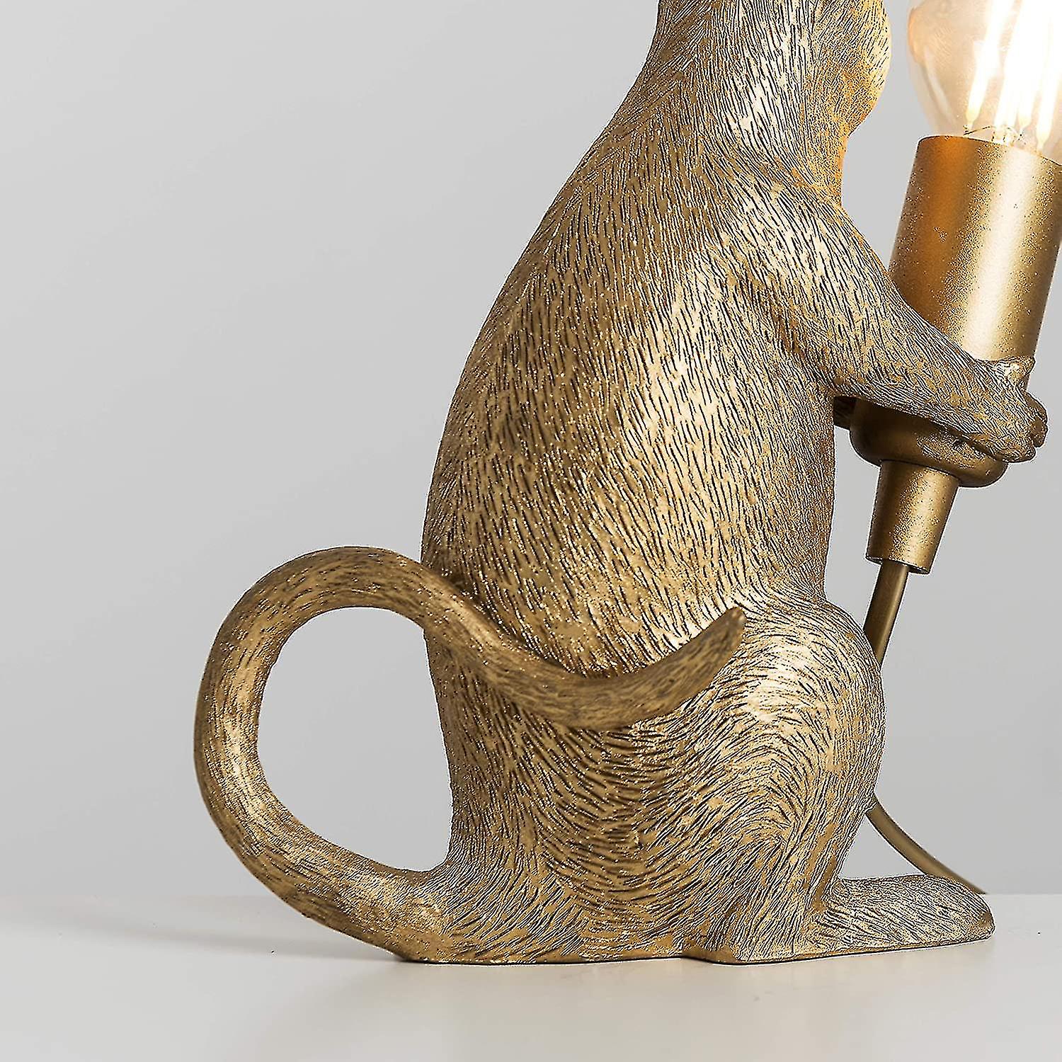 Modern Metallic Gold Painted Rat Design Table Lamp Animal Mouse Lamp Living Room Dining Room Bedroom Table Lamp