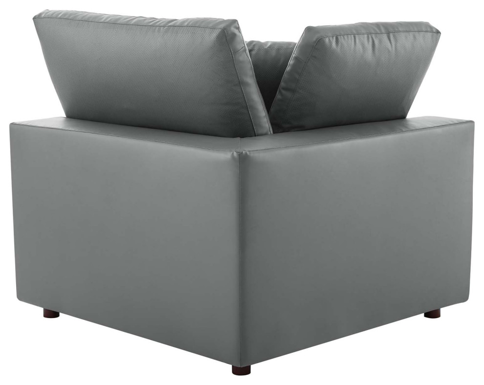 Sofa  Faux Vegan Leather  Gray  Modern  Living Lounge Hotel Hospitality   Transitional   Sofas   by House Bound  Houzz